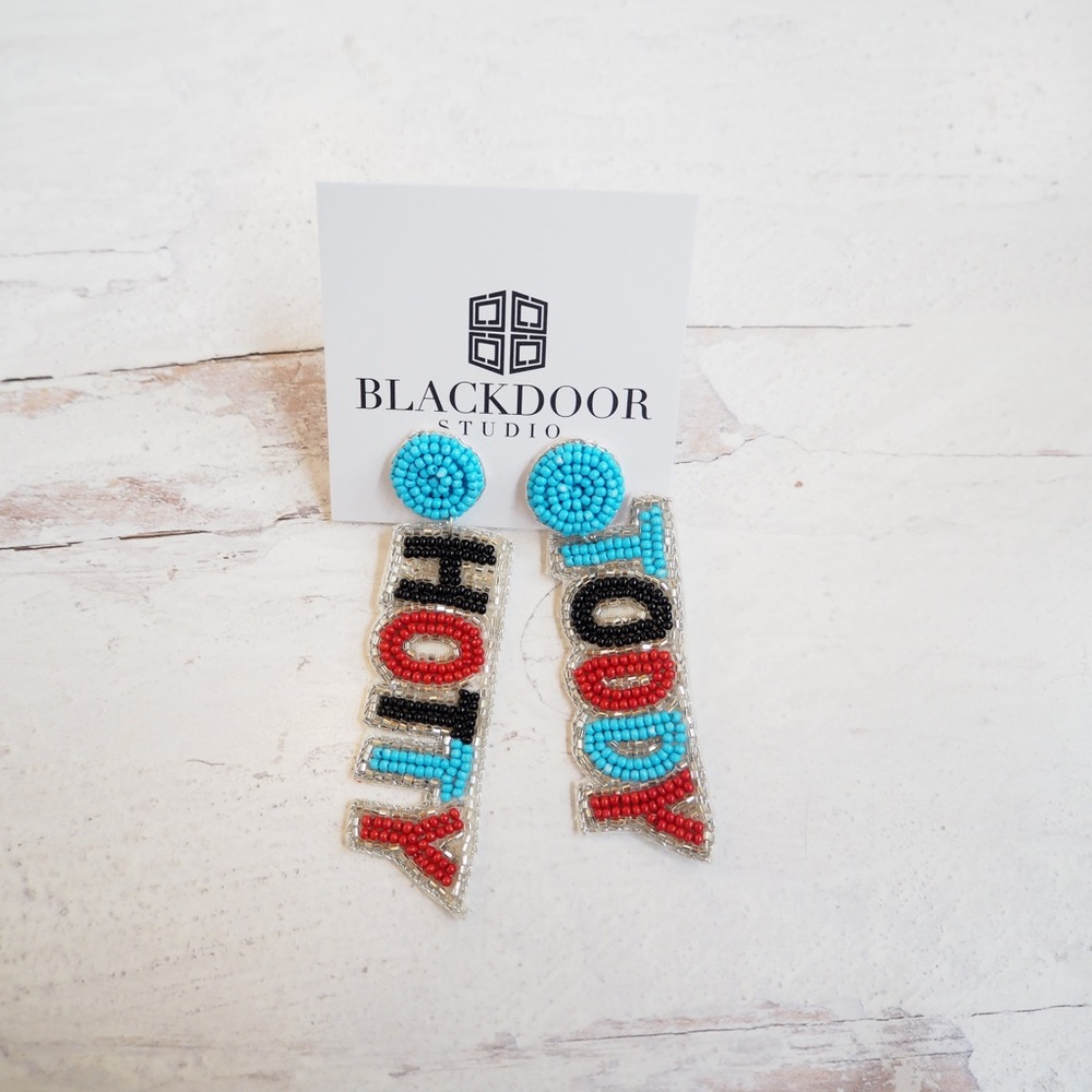 Beaded Hotty Toddy Game Day earrings Ole Miss Collegiate